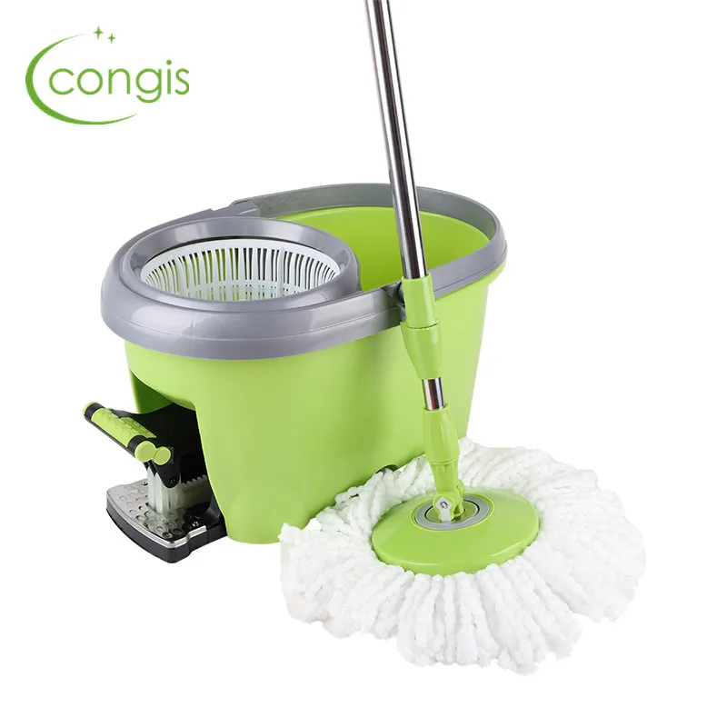 Goedkoop Congis 1 ST Vier drive Rotary Mop 360 Graden Pedaal Automatische Hand Druk Uitdroging Droog Mop Thuis Cleaning Tools