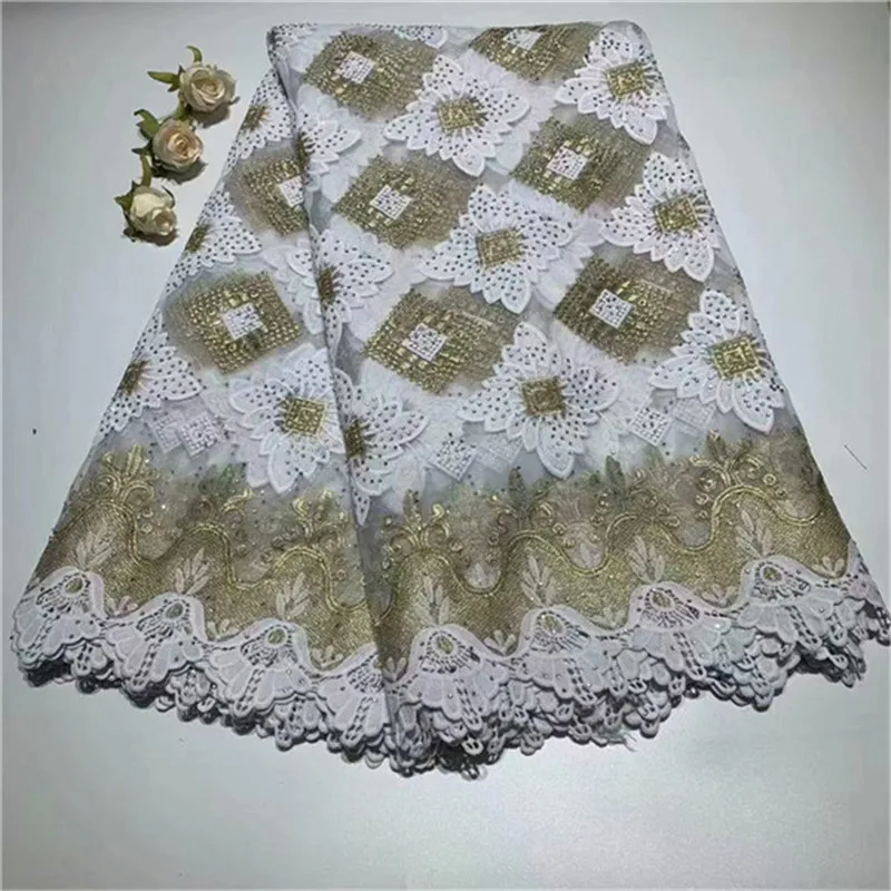 

2019 Latest African Lace Fabric 2019 High Quality French Mesh Lace Fabric Stones Nigerian cord Lace Fabrics 5 Yards