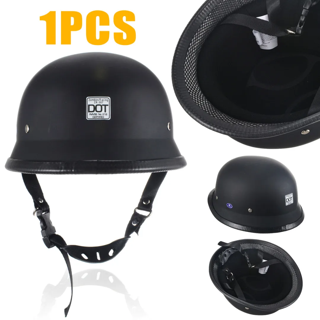 

Half Face Vintage Motorcycle Helmet Retro German Face Helmets for Cafe Racer Scooter Black ABS EPS DOT
