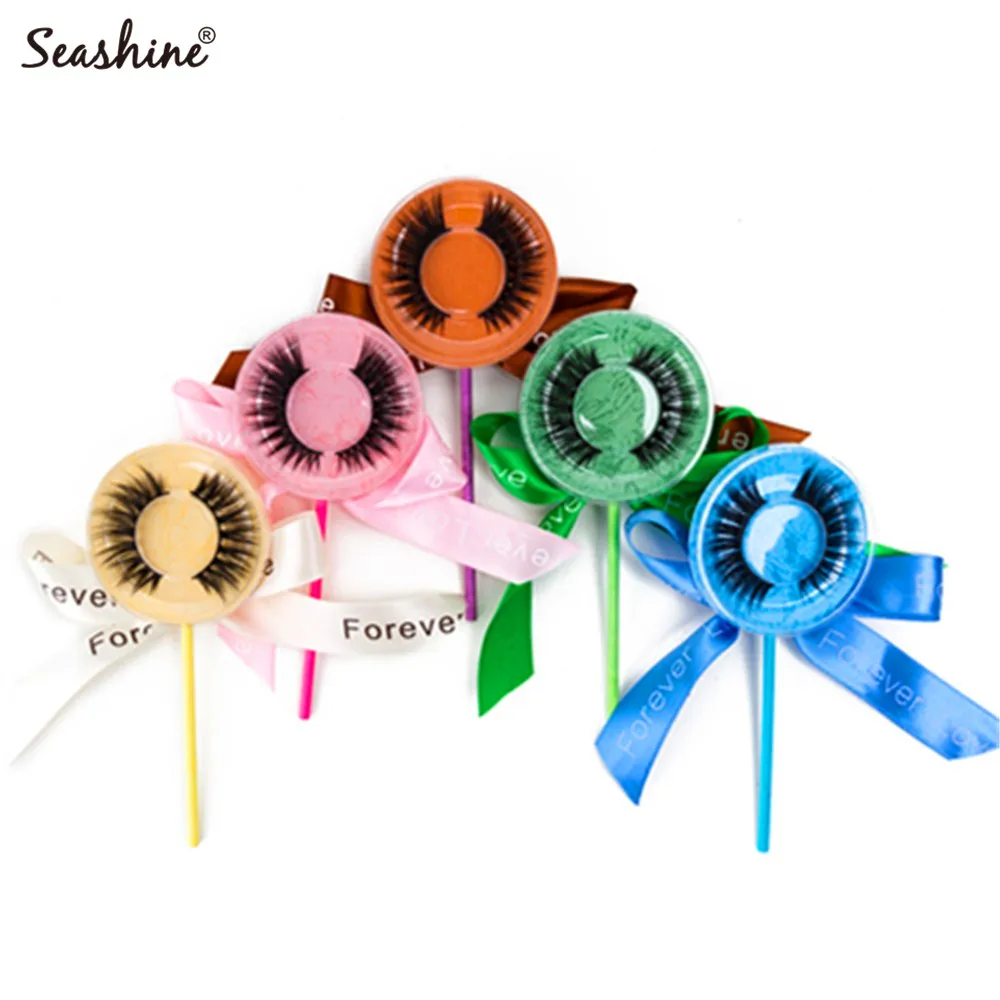 Seashine 50 пар Lollipop частная этикетка пользовательский пакет норковые ресницы 3D