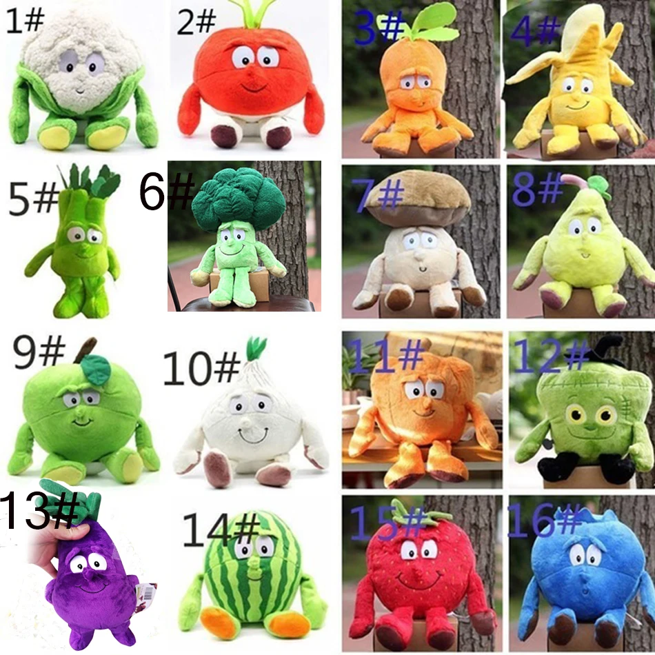 

Cartoon Toys stuffed dolls 9inches Fruits Vegetables cauliflower Mushroom blueberry Starwberry pineapple Soft Plush Doll Toy