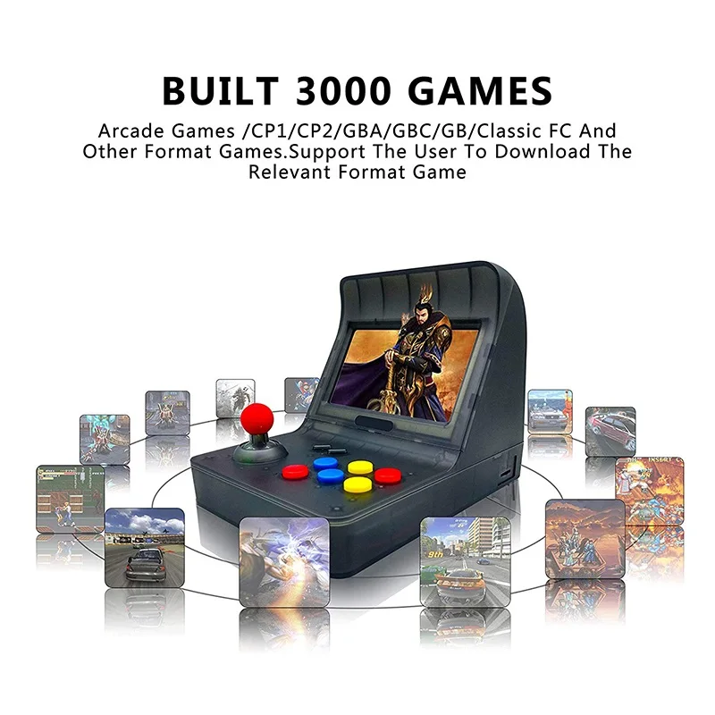 64 Bit Ретро аркадная мини-игровая консоль 4,3 дюймов, встроенный в 3000 игр, портативная игровая консоль, семейный подарок для детей, поддержка загрузки