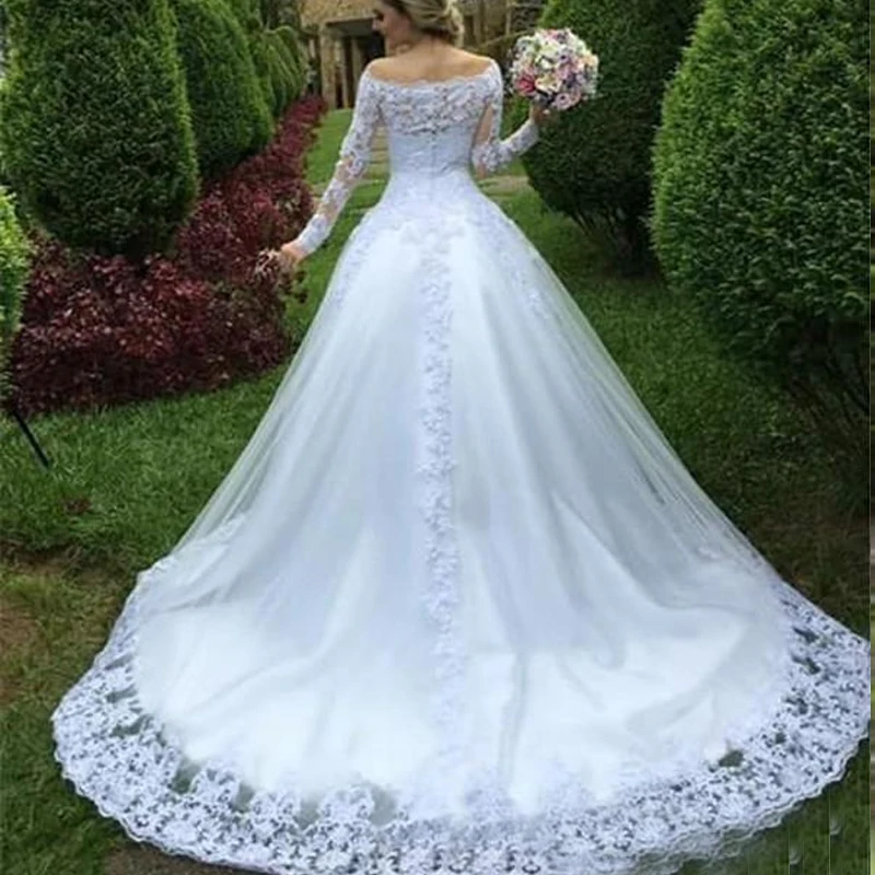 Кружевное платье невесты с длинными рукавами Vestido De Noiva на заказ размера плюс