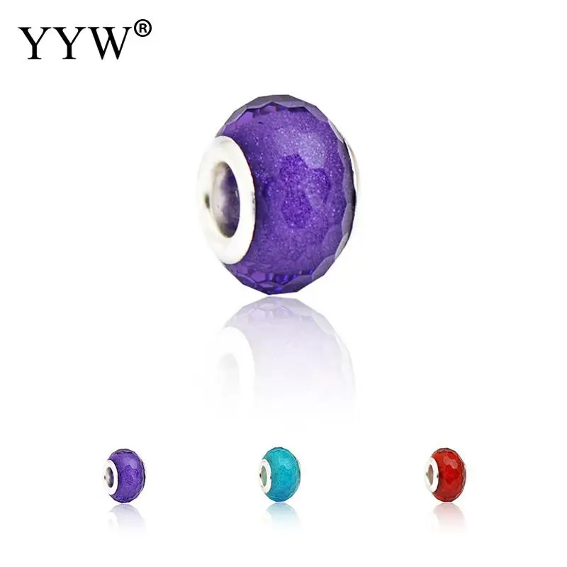 

YYW Jewelry Accessories Spacer Loose Beads for European Bangle Charm 9x14mm 10PCs/Lot Faceted Crystal Large Hole European Beads