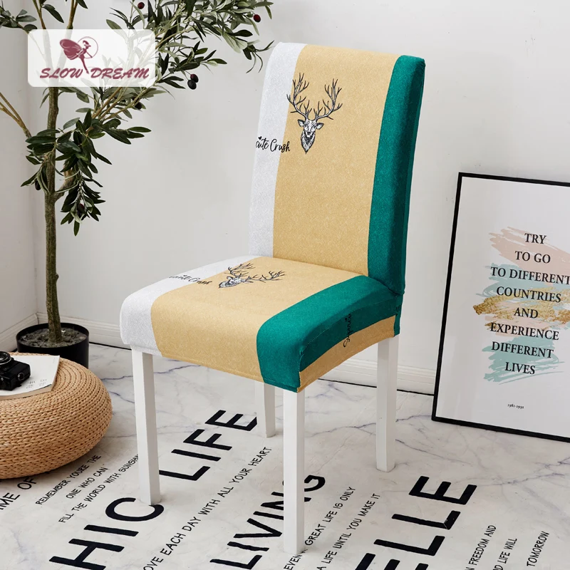 

Slowdream Single Chair Cover Decor Home Living Room Seat Cover Wedding Party Banquet Removable Stretch Elastic Band Slipcover