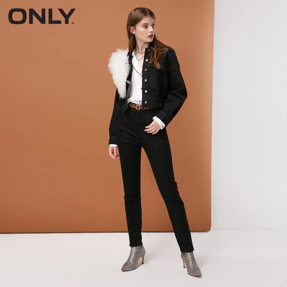 Tanie Tylko damskie spodnie z wysokim stanem, szczotkowane, Slim Fit, termiczny i wygodny wzór w cętki | 118432501