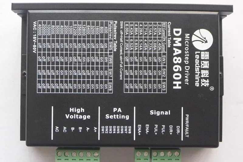 

DMA860H Leadshine Drive 2phase Step driver For cnc Router/Laser Machine 2phase Stepper, 7.2A, DC 24-80V driver for NEMA34 motor