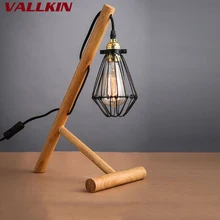 Настольная лампа в стиле ретро для кофейни, деревянная винтажная железная настольная лампа 40 Вт, лампа Эдисона 110 В 220 В, настольная лампа для кабинета, Настольный светильник Деревянный светильник