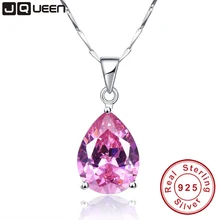 JQueen 13.95Ct Oval Gota de Agua Pink Topaz Collares y Colgantes de Plata 925 Encantos de La Joyería de Compromiso Genuino Joyería de La Boda