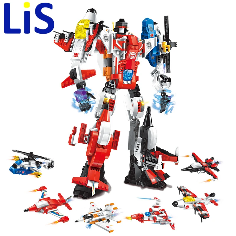 

Lis Enlighten Mecha Educational Building Blocks Toys Robot Transform Helicopter Aircraft Plane Destroyer Hero Compatible Lepin