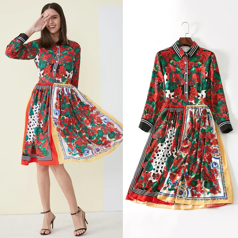 2019 Limited Hot Koop Knielange Zanzea Vestidos Mujer Zomerjurk Mode Pastorale Print Stiksels Revers Lange Mouwen Vrouw 2019 Limited Hot Koop Knielange Zanzea Vestidos Mujer Zomerjurk Mode Pastorale Print Stiksels Revers Lange Mouwen Vrouw