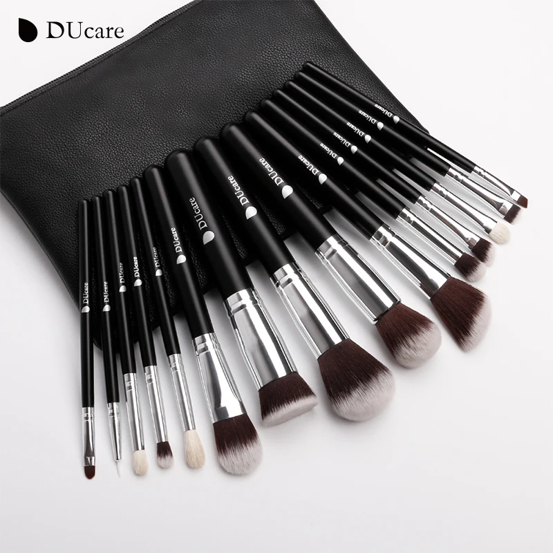 Pincéis de Maquiagem Escova com Bolsa Ducare Novo Conjunto Profissional Cabelo Sintético Cabra Kit Cosméticos Maquiagem Frete Grátis 15 Pçs 5 maquiagem escova com saco frete grátis