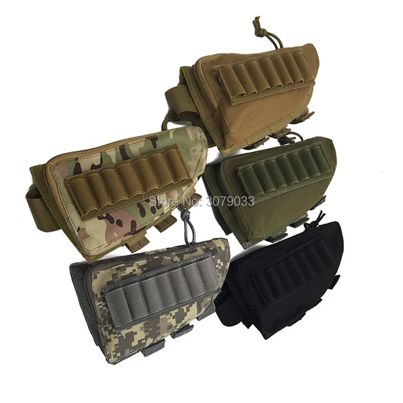 Tactical Buttstock Cheek Rest Ammo Pouch Combat Hunting Shotgun Rifle