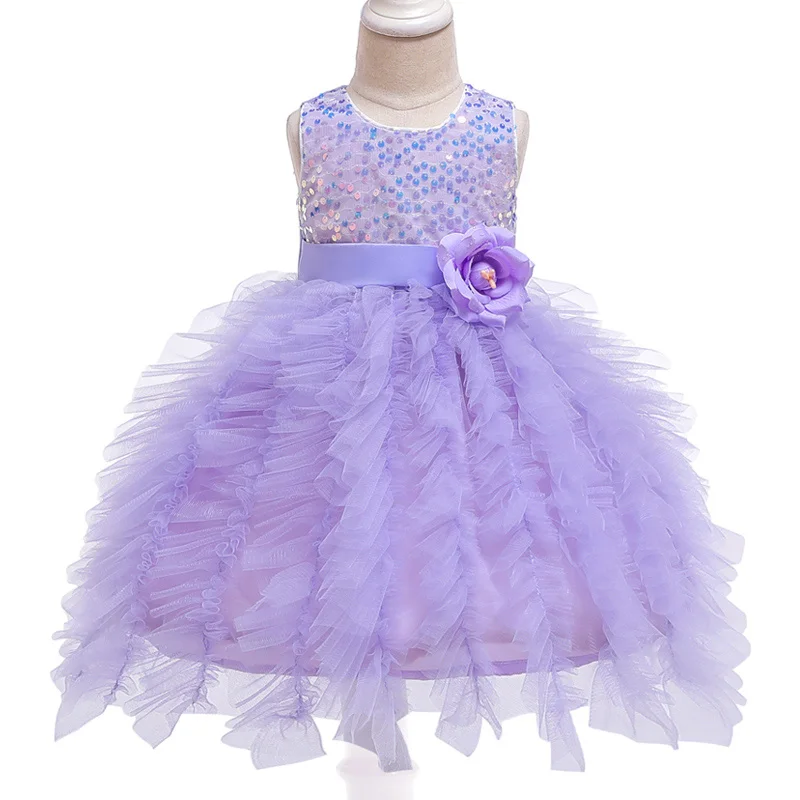 Г. Летнее платье-пачка принцессы с блестками для маленьких девочек; Пышные свадебные платья для маленьких девочек; Детский костюм; От 1 до 5 лет - Цвет: Purple
