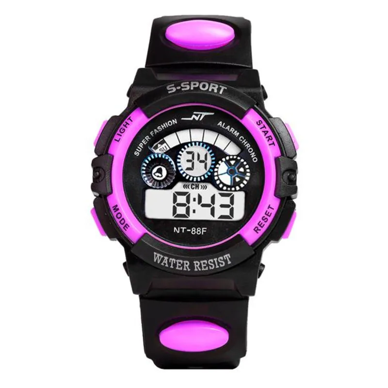 Горячая Распродажа детские часы мужские часы для мальчиков светодиодный Кварцевый Будильник Дата спортивные наручные цифровые часы Reloj Hombre Erkek Kol Saati - Цвет: Фиолетовый
