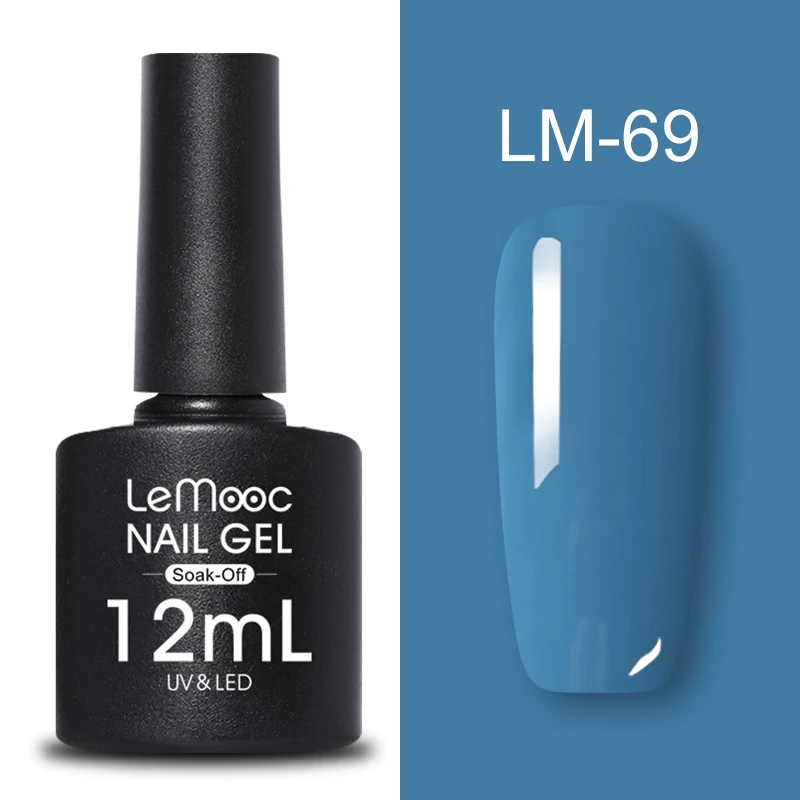 LEMOOC, 12 мл, Цветной Гель-лак для ногтей, блестки, блестки, полуперманентный замачиваемый лак, УФ-гель, сделай сам, Гель-лак для ногтей - Цвет: LM-69