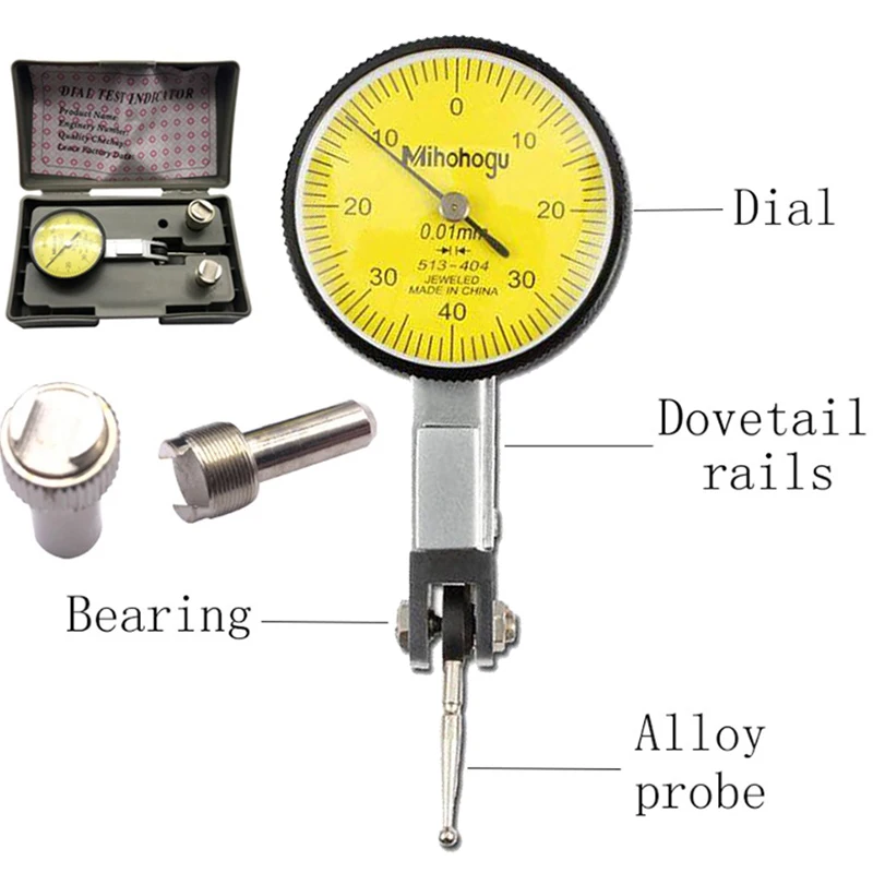 Accurate Dial Gauge Test Indicator with Dovetail Rails Mount 0-40-0 0.01mm Magnetic Base Holder Measuring Instrument Tool