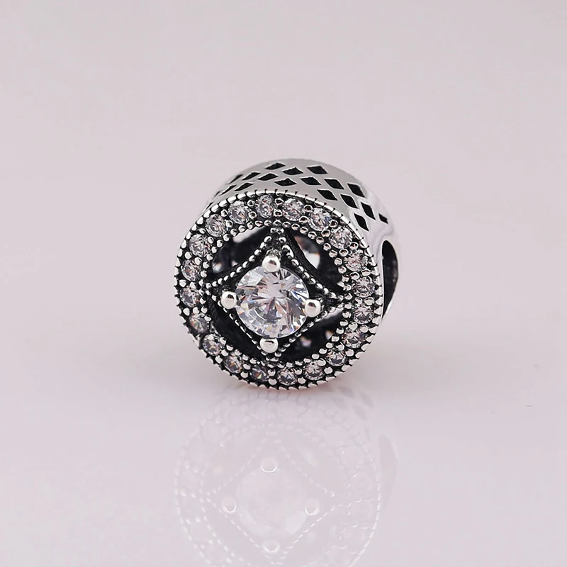 

Fits Bracelet Charm DIY Women Party Gift Cute 925 Sterling Silver Set Zircon Cylindrical Geometric Beads