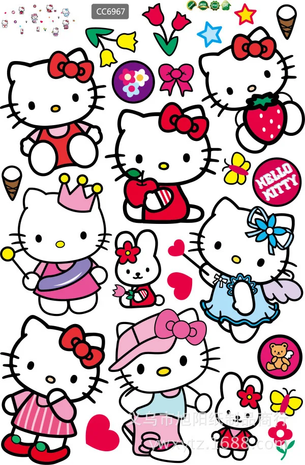 Dibujos Animados conejo Hello Kitty pared calcomanías PVC extraíble pared  PEGATINAS ARTE hogar Decoración DIY papel pintado para niñas habitación de  niños pegatinas|decor wallpaper|wallpapers forwallpaper for girls -  AliExpress