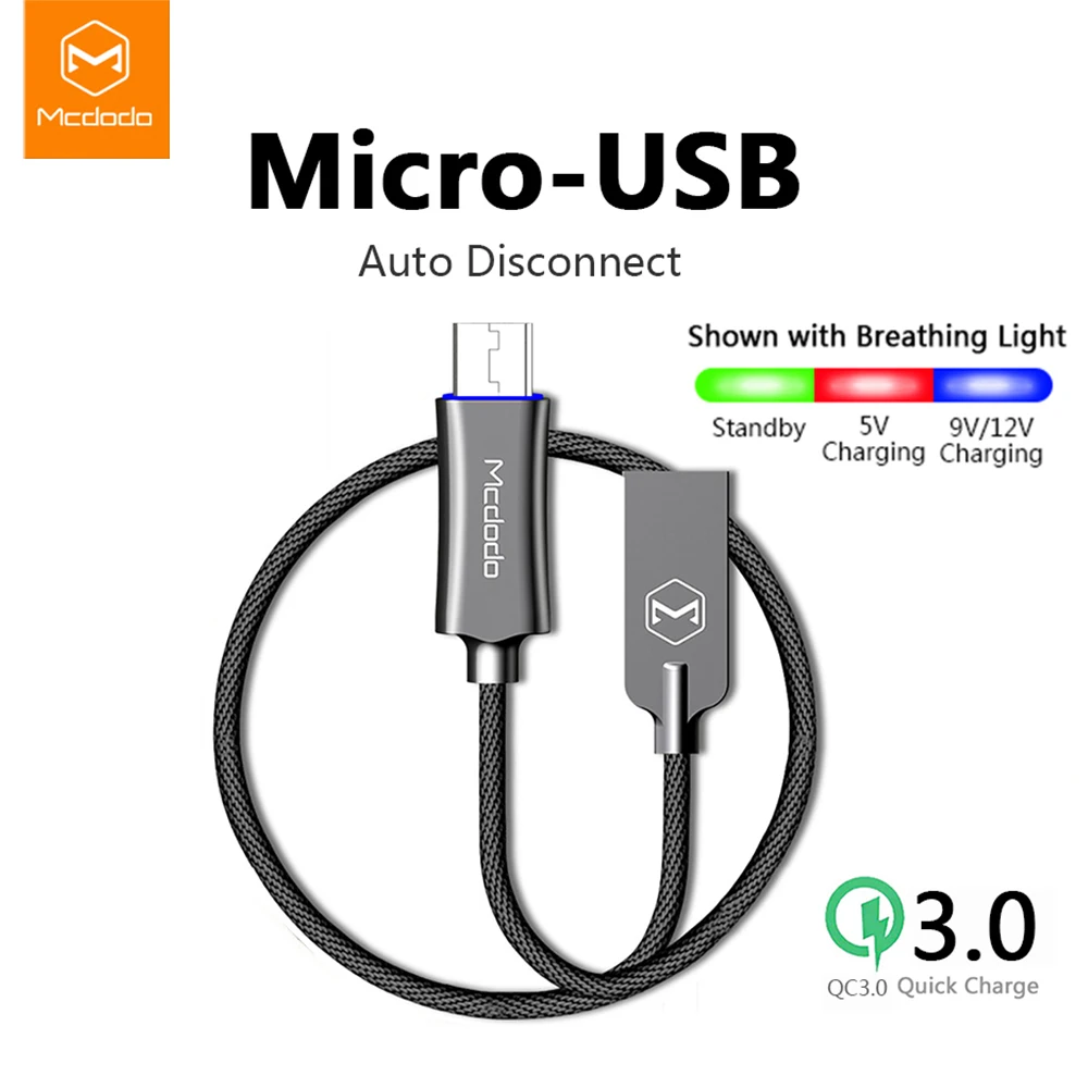 Кабель Micro USB Mcdodo для samsung Xiaomi red mi A6 Note 5 Huawei QC3.0 быстрая зарядка автоматическое