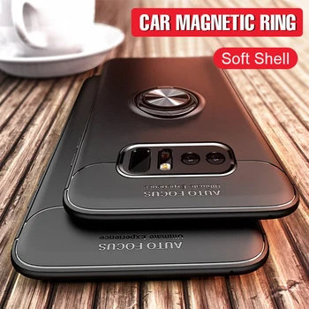 

50PCS Luxury Silicone Case For Samsung Galaxy S10 5G S10E S9 Plus S8 Note 10 Pro 9 8 Magnet Metal Ring Holder Stand TPU Cover