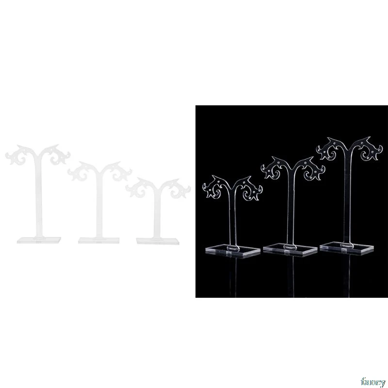 

3PCSEarrings Shelf Display Rack Transparent Acrylic Showcase Jewelry Stand Holder Organizer Gifts Tree Shape Creative Decoration