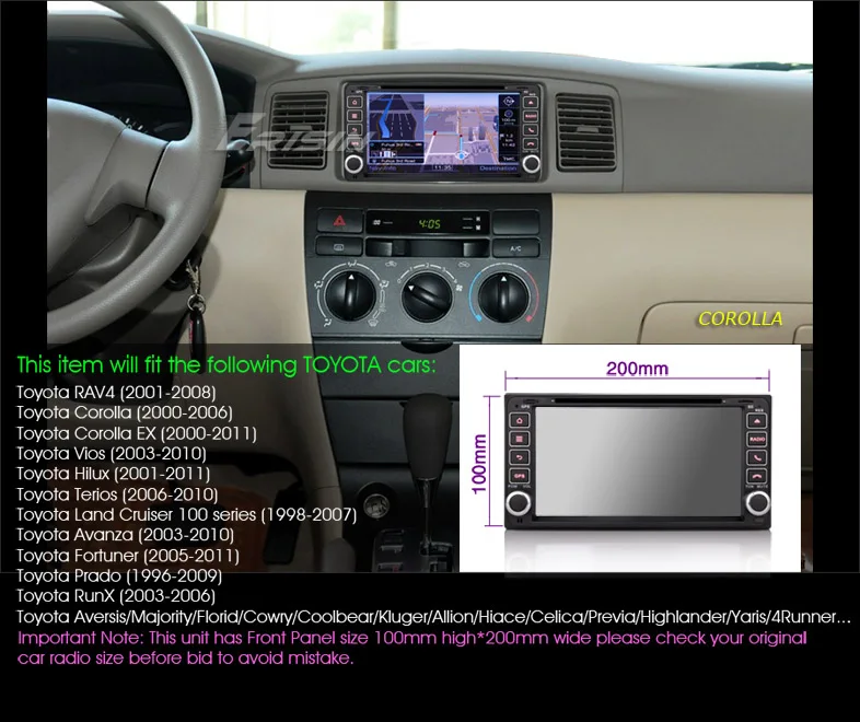 Best Erisin ES7603M 7" Wince 6.0 Car Multimedia System with DVD 3G GPS Player for Opel Corolla EX Rav4 Prado Avanza RunX 1