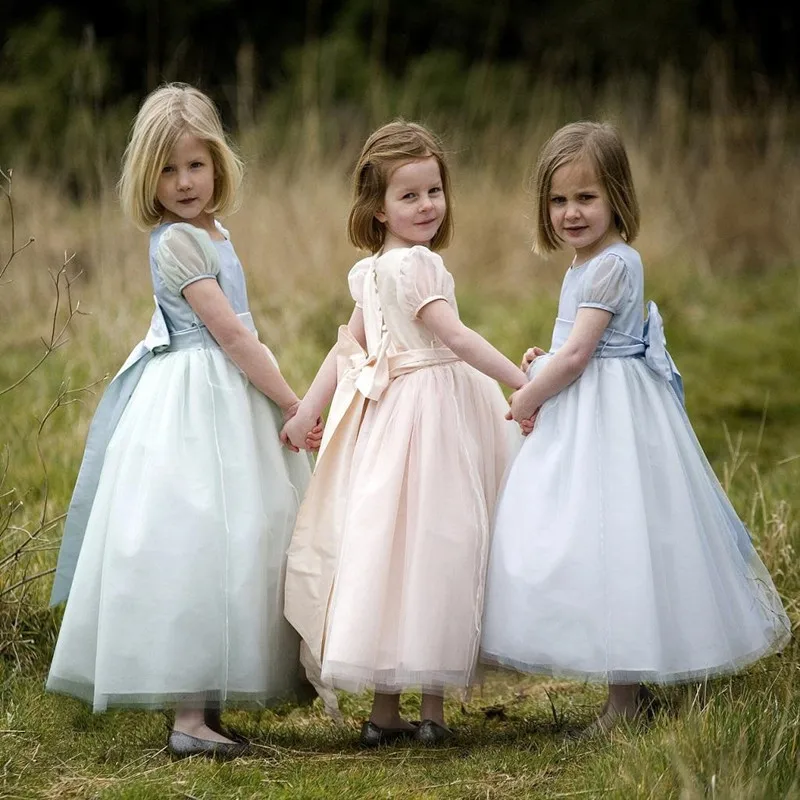 Элегантное платье маленькой принцессы с цветочным узором для девочек, детское длинное платье с овальным вырезом на выпускной для свадебной вечеринки на заказ