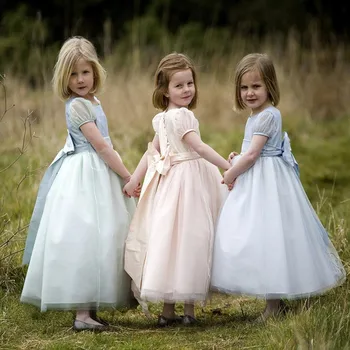 

Elegant Little Princess Flower Girl Dress Kids Scoop Neck Long Prom Gown for Wedding Party Custom Made