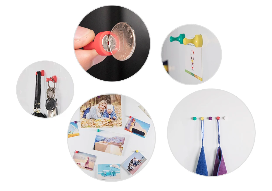 930_10 Colorful Neodymium Magnet Pins Seal Shape Magnetic Plastic Push Pins Teaching DIY Whiteboard Fridge Magnets for Home Office