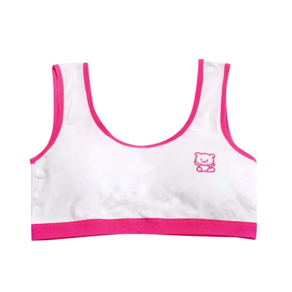 Hot Pink От 10 до 14 лет Лидер продаж Новые Детские Нижнее белье милые девушки печати нижнее белье бюстгальтер жилет белье Спорт Undies новое поступление - Цвет: Hot Pink