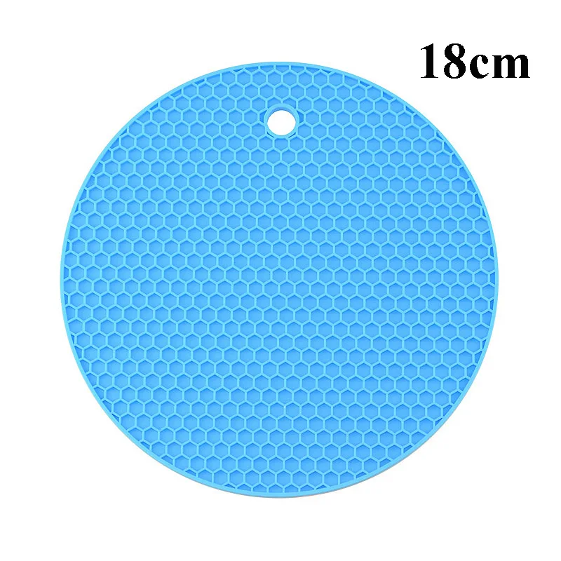 18cm Blue Кухня гаджеты 18/14 см силиконовые коврики термостойкие циновка чашки подставки круглый нескользящий стол кухонная салфетка-подставка аксессуары - Цвет: 18cm Blue