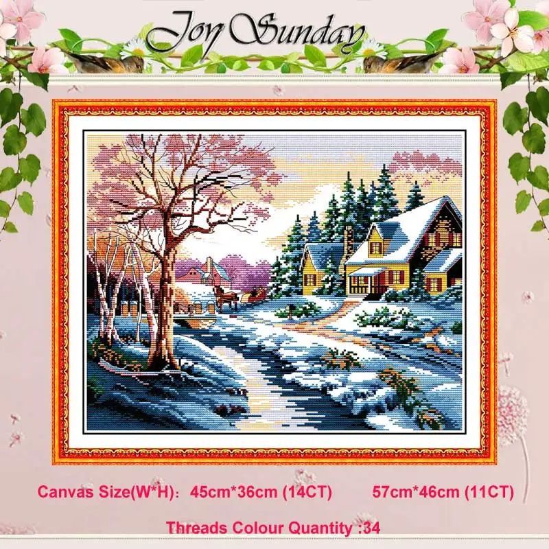 Snowscape(1) Снежный пейзаж снежная ночь Рождество Счетный 11CT 14CT Набор для вышивания крестиком DIY DMC Набор для вышивания крестиком вышивка рукоделие домашний декор - Цвет: Snowscape(1)