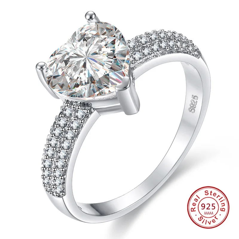 

100% 925 Sterling Silver Ring Classic Wedding Ring Jewelry Cubic Zircon Rings For Women Bridesmaid Gifts drop shipping
