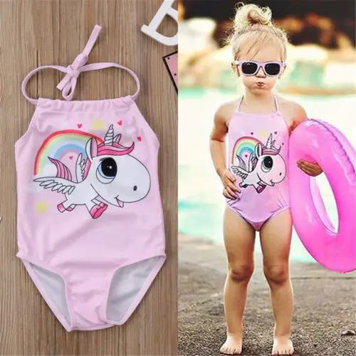 Newborn Baby Girls Cute Unicorn Bikini Swimwear One-Piece Swimsuit Beachwear Bathing Suit Sunsuits