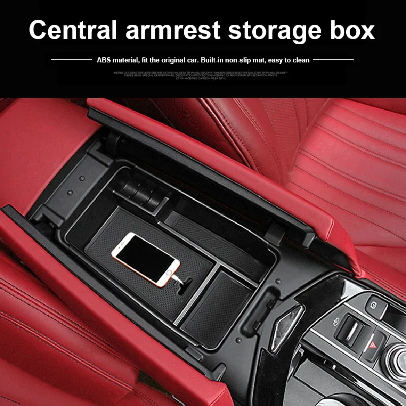 

Central Armrest Storage Box Cover Trim ABS Car Organizer for Maserati Ghibli Levante 2014-17 TD326