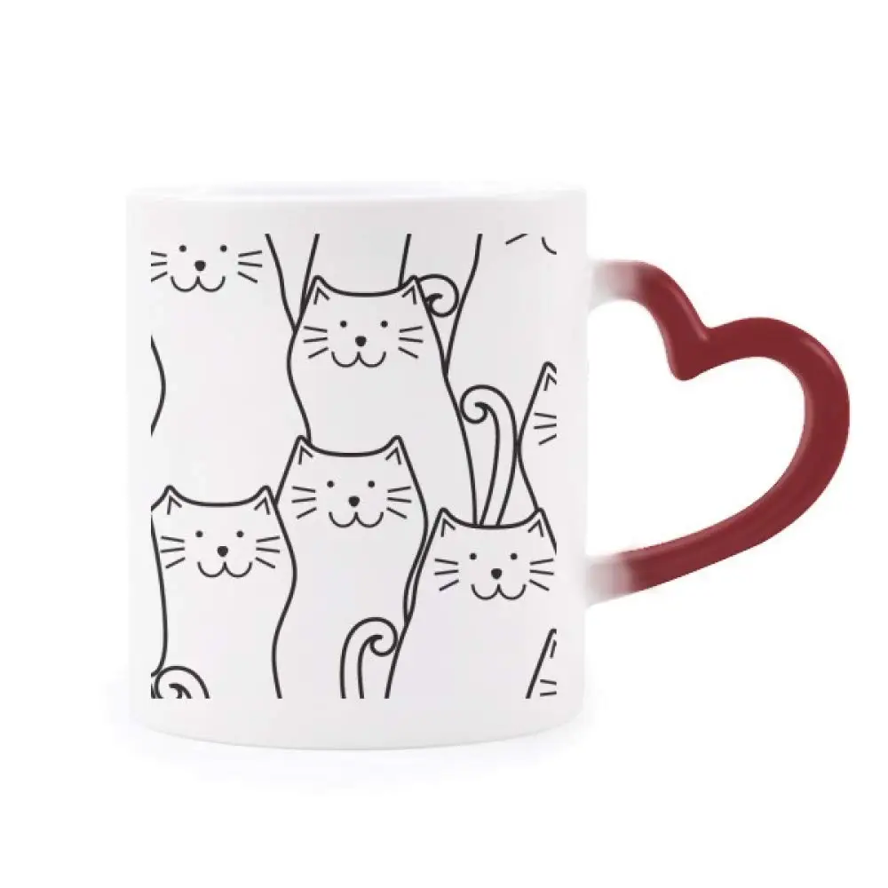 

Smiling Cat Protect Animal Pet Lover Morphing Mug Heat Sensitive Red Heart Cup
