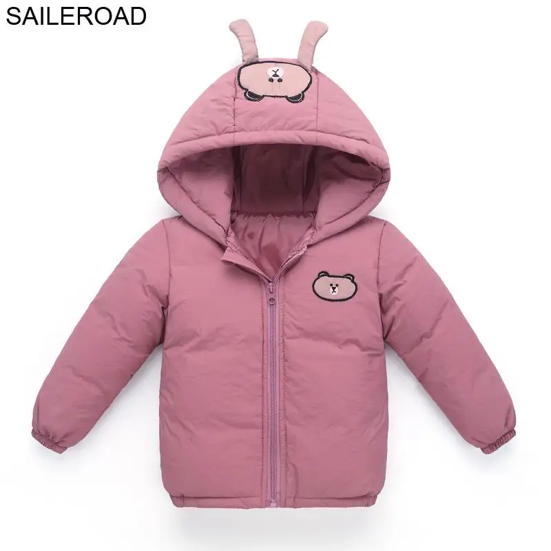 dark purple SAILEROAD/милое зимнее пуховое пальто для маленьких девочек 1-5 лет верхняя одежда для маленьких девочек белое пуховое пальто Детская одежда для девочек - Цвет: dark purple