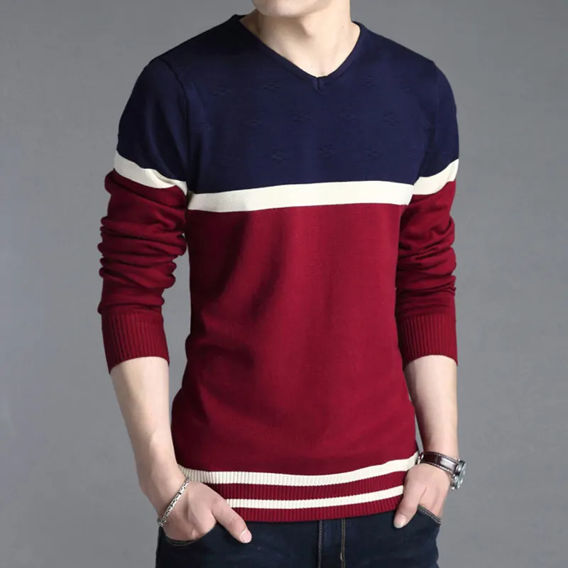 New Arrive Men'S Sweater Mens V-Neck Slim Fit Striped Wool Casual Sweaters Male Knitting Bottom Pullovers Knittedwear BDK84