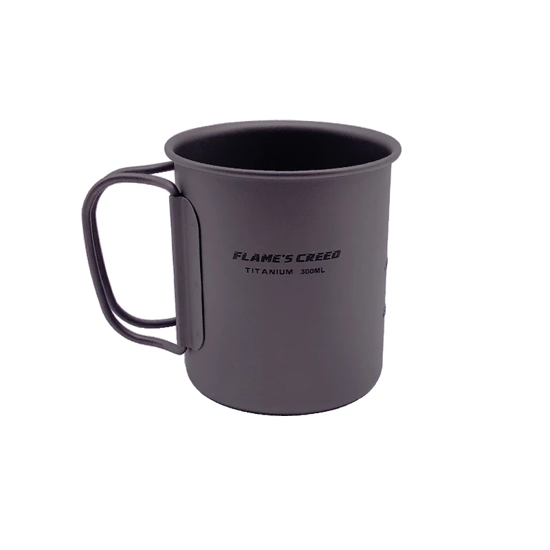 

FLAME'S CREED Ultralight Titanium Cup Outdoor Camping Picnic Water Cup Mug with Foldable Handle 300ml