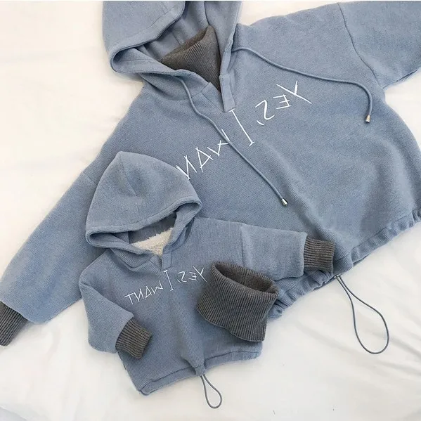 

Winter Thicken Hoodie Mother Daughter Matching Clothes Family Clothing