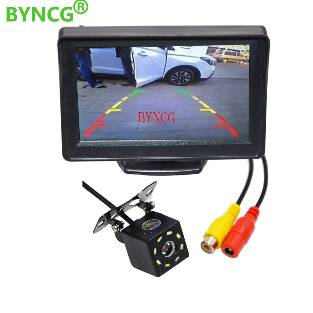 

BYNCG 2In1 Car Parking System Kit 4.3" TFT LCD Color Rearview Display Monitor + Waterproof Reversing Backup Rear View Camera