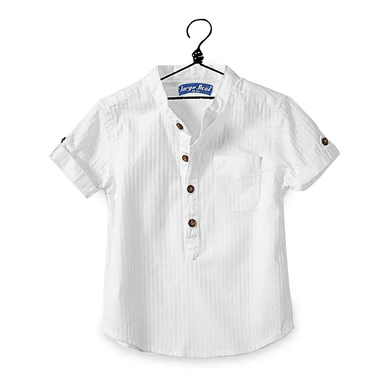 2018 Summer New Arrival Children's Shirt Little Boys Cotton White Stand