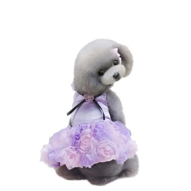 Rose Flower Adornment Dog Dress Pets Dogs Puppy Princess Bowknot Floral Costume Pet Skirt Wedding Dresses | Дом и сад