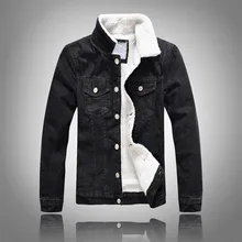 Джинсовая куртка мужская зимняя Черная мужская куртка-бомбер модная мужская куртка плюс бархатное пальто для отдыха