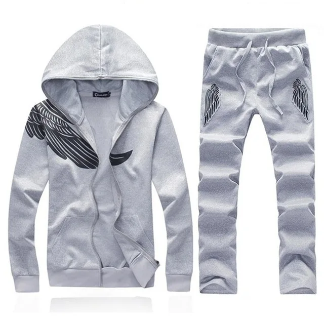 Для мужчин спортивный костюм осень s повседневное спортивная куртка на молнии+ брюки для девочек 2 шт. наборы ухода за кожей - Цвет: MS056 Grey