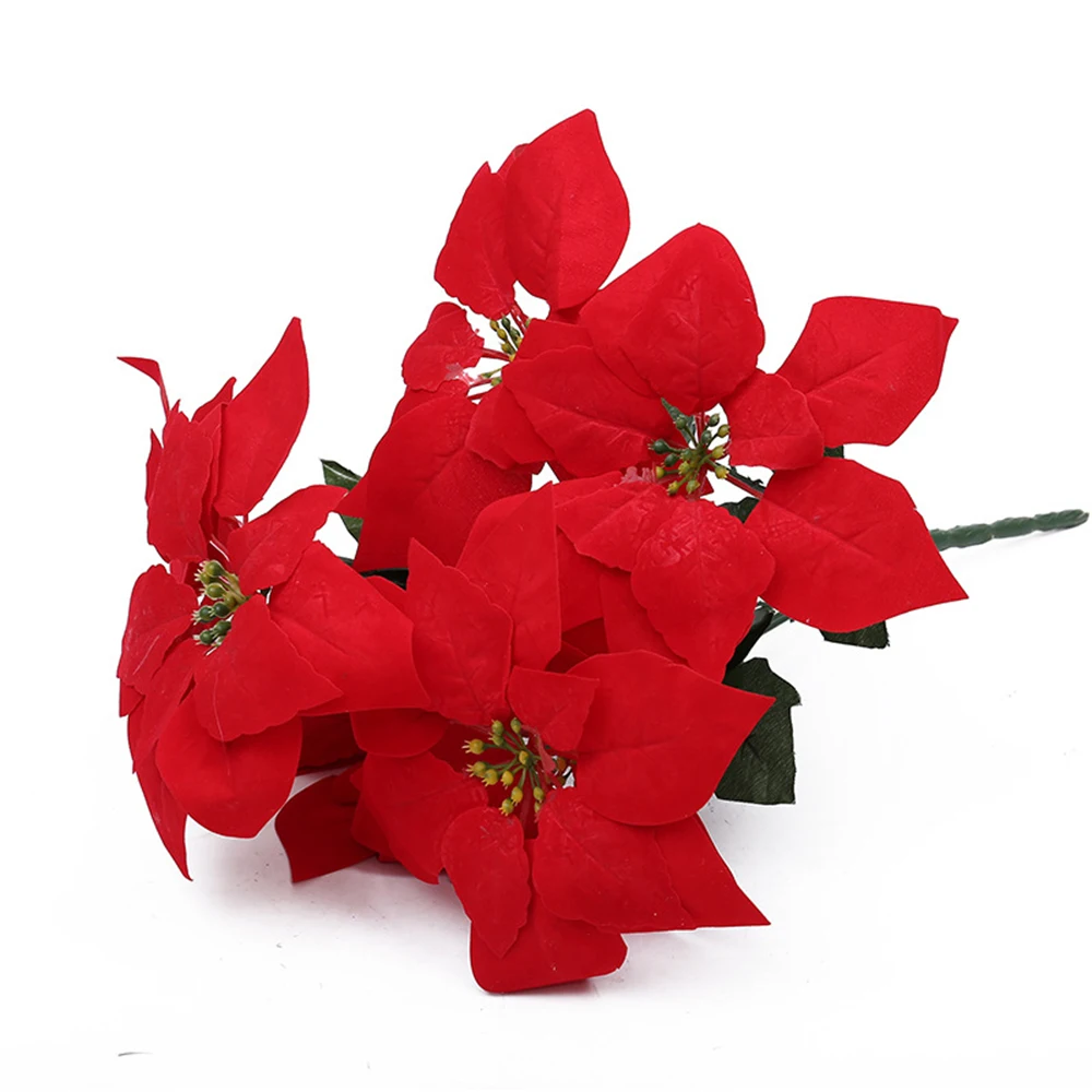 Украшение для дома романтическая жизнь красный искусственный Poinsettia Рождественский цветочный букет Рождественские Праздничные вечерние украшения