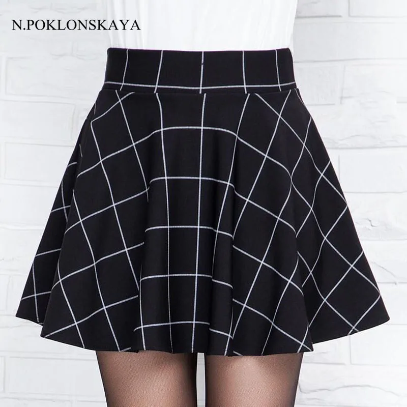 

Plaid Mini Skirt for Women Pleated Skirts 2018 Spring Summer Tutu Skirt Black Vintage Womens Clothing Faldas mujer jupe femme