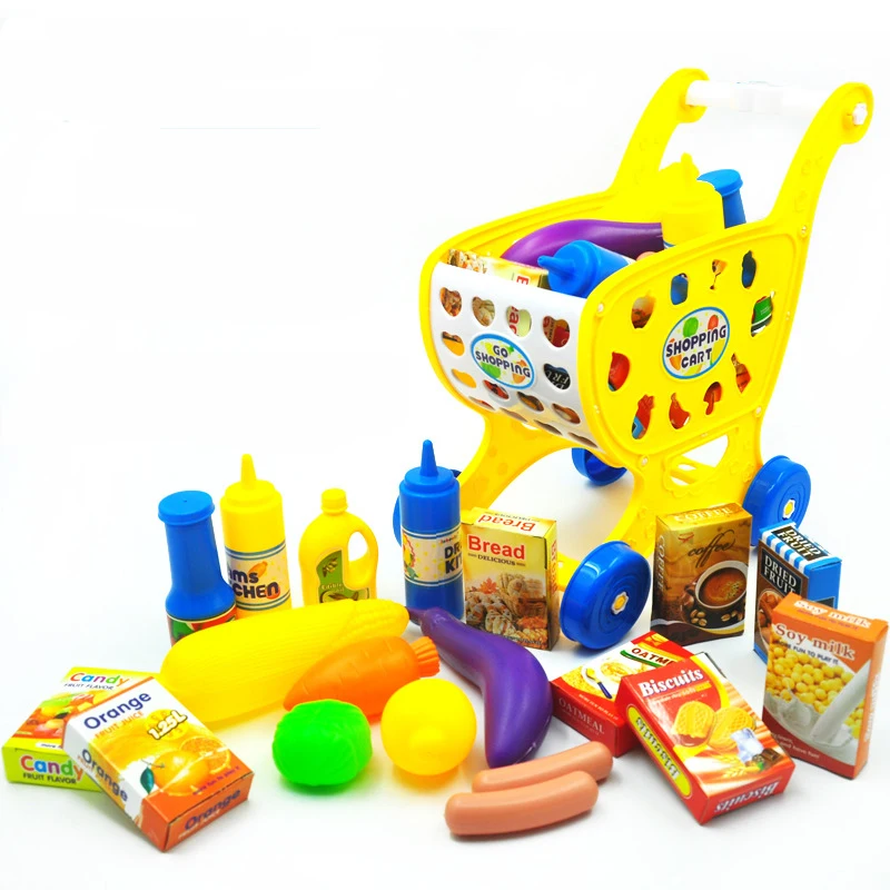 Hzirip 26 см мини моделирование магазинная Тележка для покупок игрушка с фруктовой Овощной Набор Дети ролевые игры игрушка; развивающая игрушка тележка