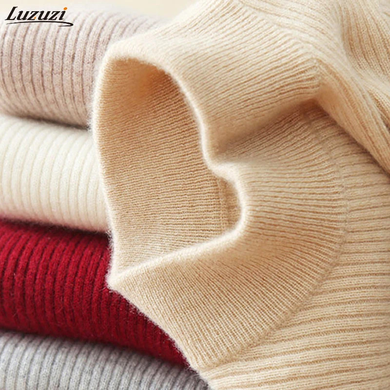 

Luzuzi 2019 Autumn Winter Women Pullovers Sweater Knitted Elasticity Casual Jumper Fashion Slim Turtleneck Warm Female Sweaters
